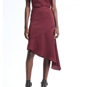 Banana Republic x Olivia Palermo Burgundy Bias Cut Skirt